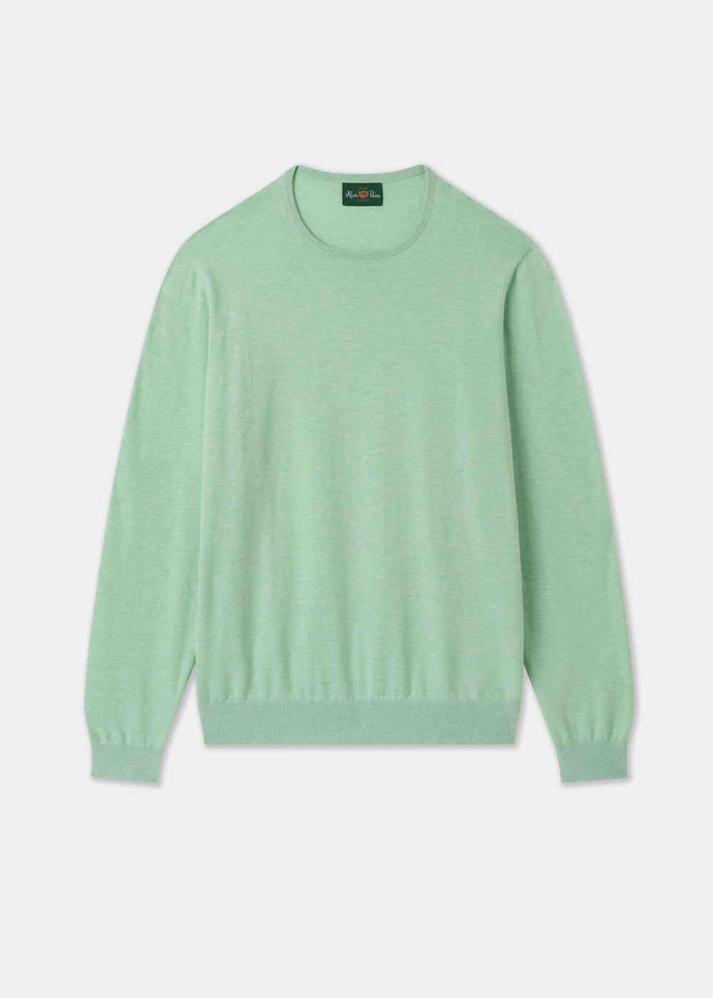 Men's Cotton Cashmere Crew Neck Jumper in Pale Green