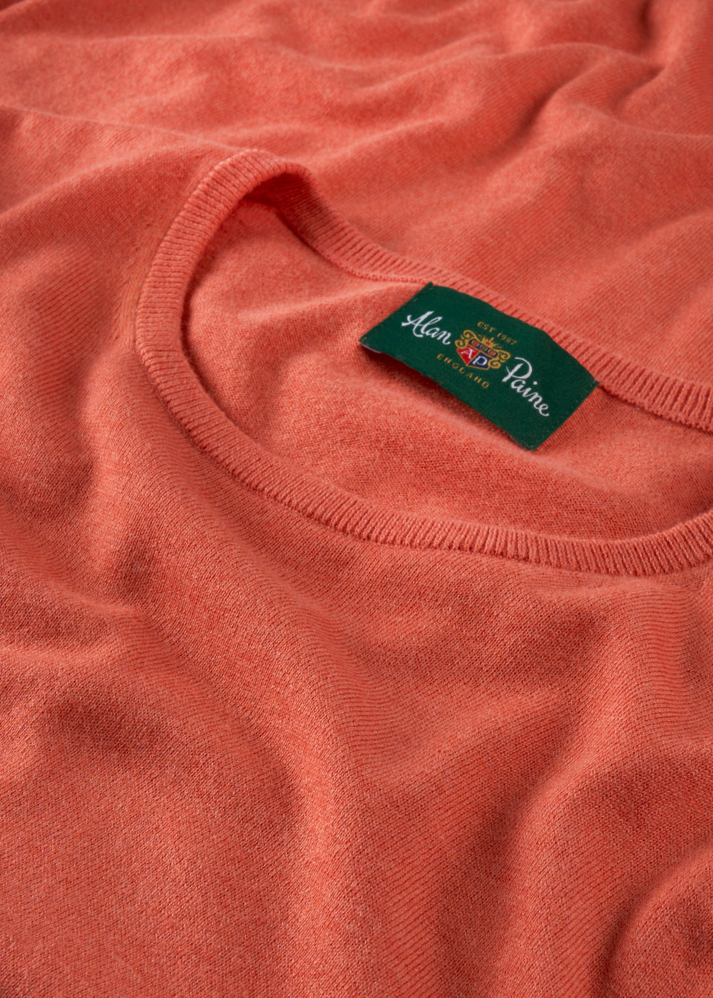 Men's Cotton Cashmere Crew Neck Jumper in Pale Pink