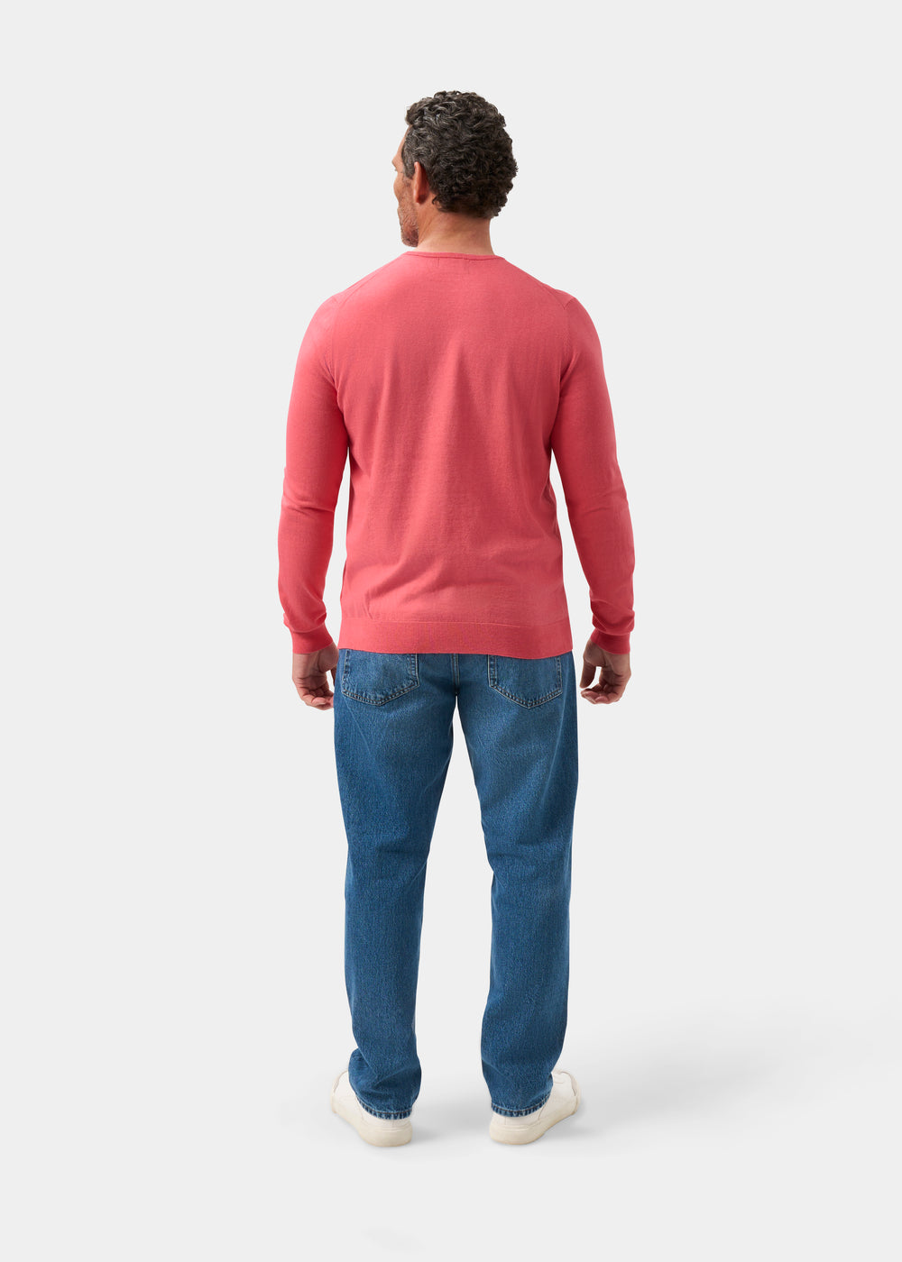 Men's Cotton Cashmere Crew Neck Jumper in Pink
