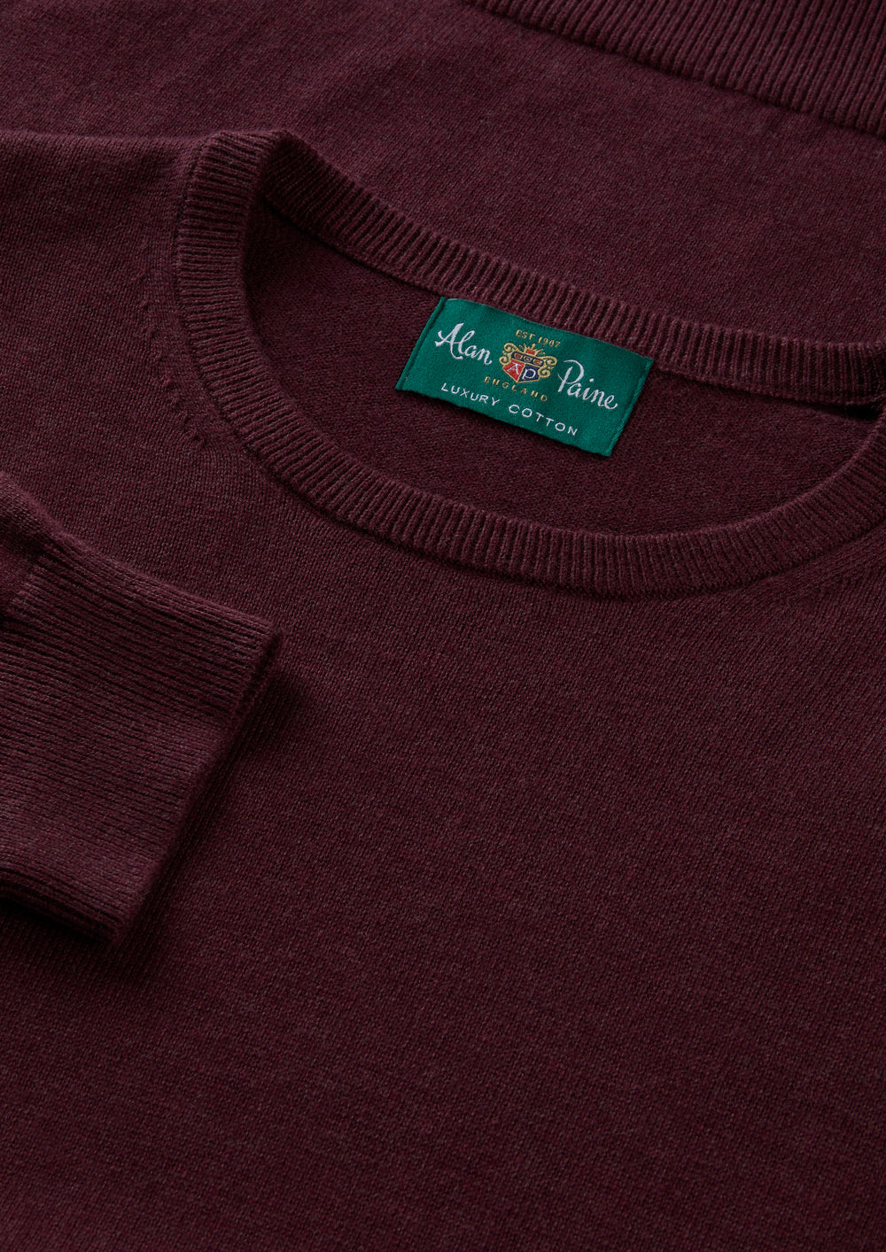 Men's Cotton Cashmere Crew Neck Jumper in Purple