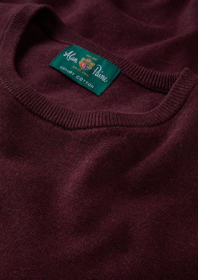Men's Cotton Cashmere Crew Neck Jumper in Purple