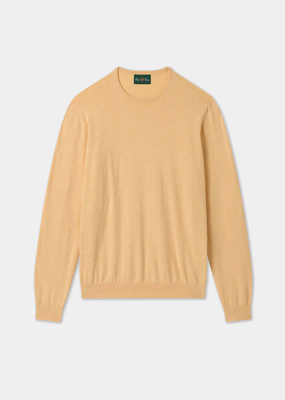 Men's Cotton Cashmere Crew Neck Jumper in Yellow