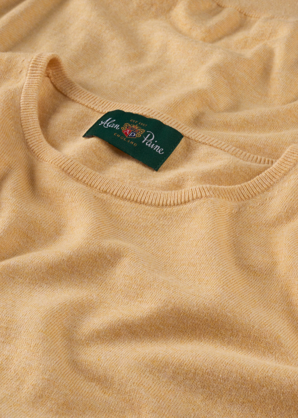 Men's Cotton Cashmere Crew Neck Jumper in Yellow