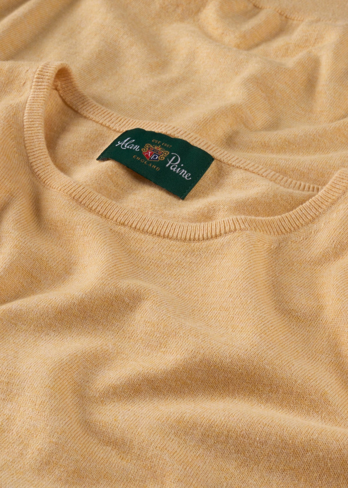 Men's Cotton Cashmere Crew Neck Jumper in Yellow