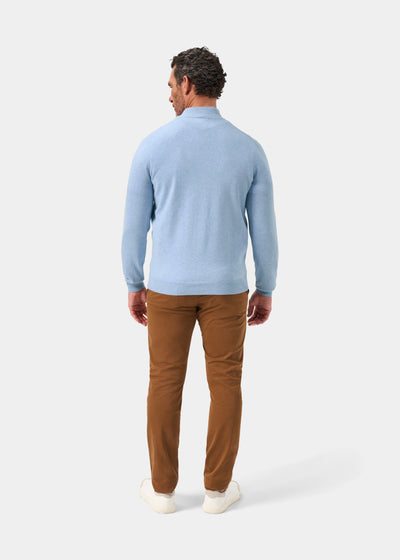 Men's Cotton Cashmere Quarter Zip Jumper in Light Blue