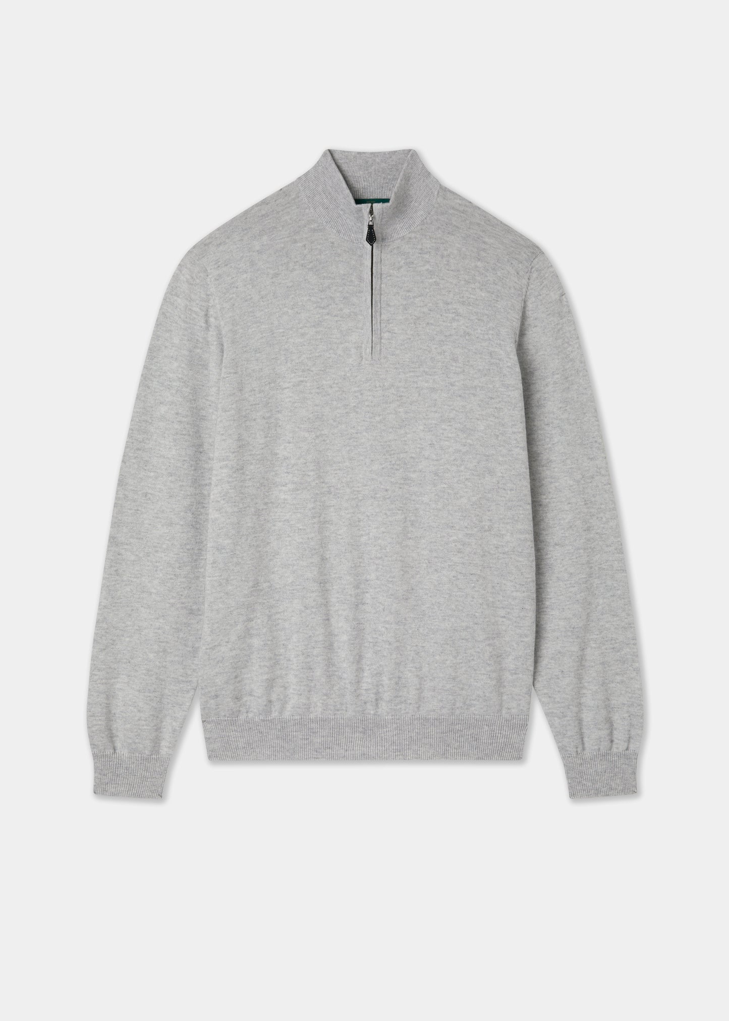Men's Cotton Cashmere Quarter Zip Jumper in Light Grey