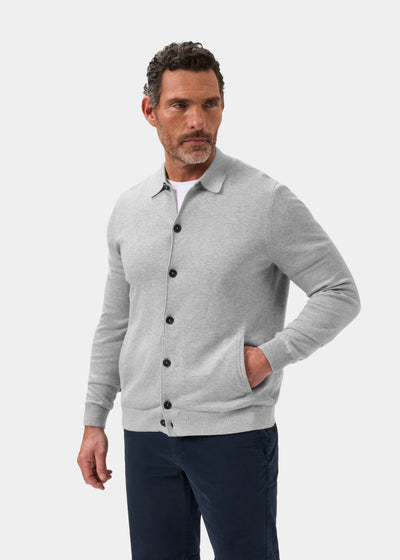 Men's Cotton Cashmere Collared Shirt in Light Grey