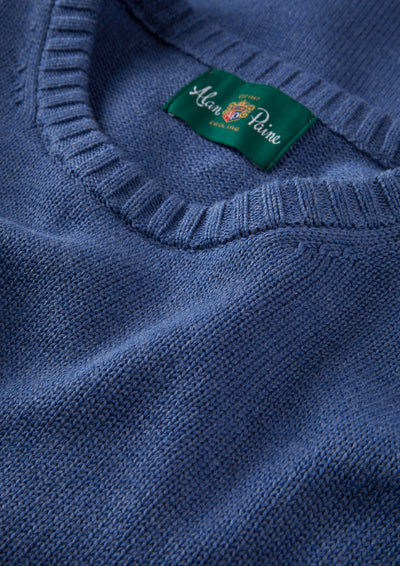 Men's Cotton Cashmere Crew Neck Jumper in Blue