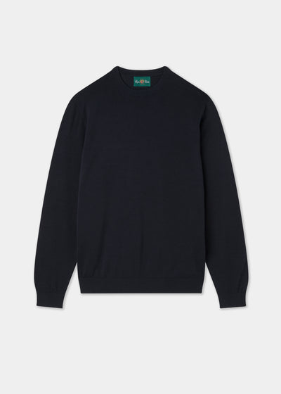 Men's Cotton Crew Neck Jumper in Dark Navy
