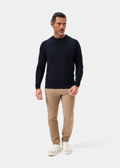 Men's Cotton Crew Neck Jumper in Dark Navy