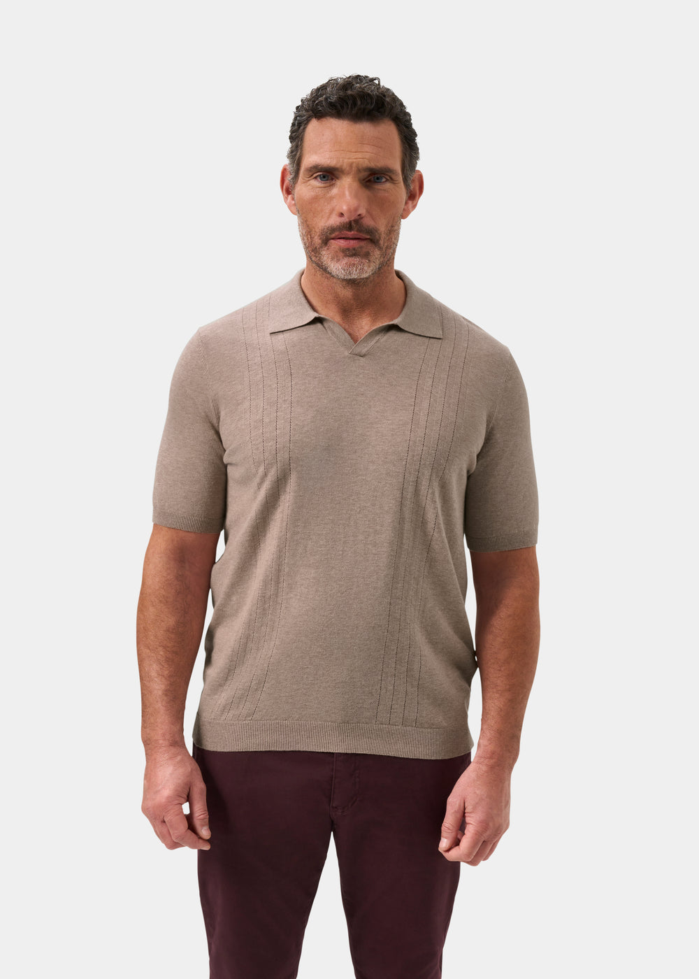 Men's Cotton Short Sleeve Jumper in Brown