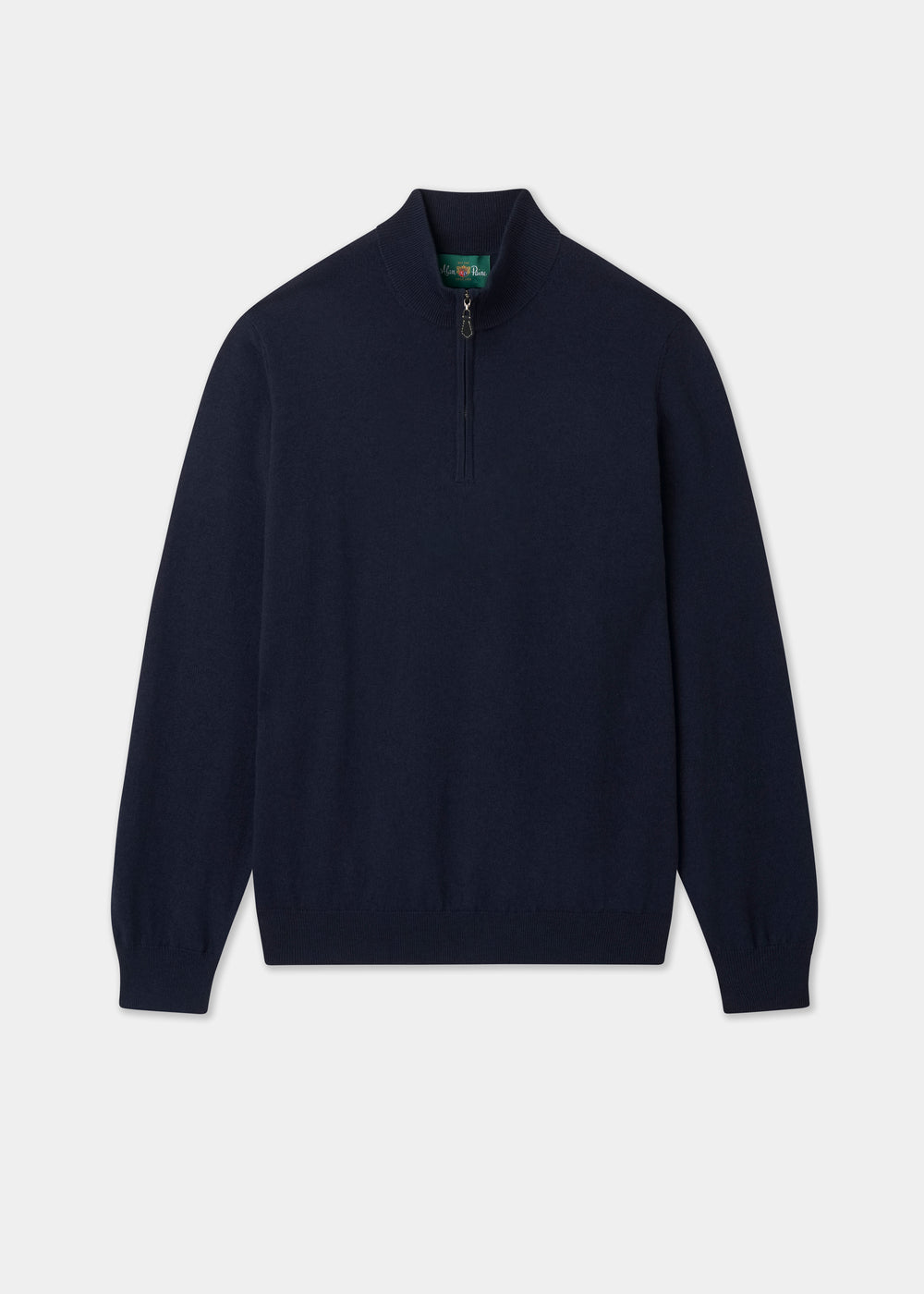 Men's Cotton Merino Quarter Zip Neck Jumper in Dark Navy