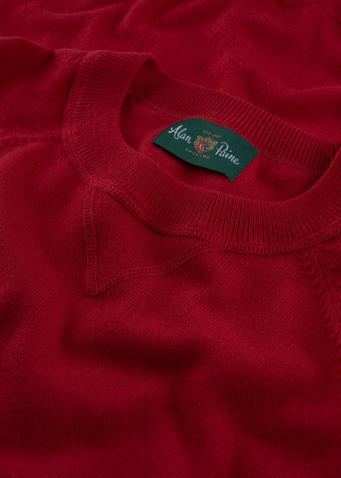 Men's Cotton Merino Crew Neck Sweatshirt Jumper in Red