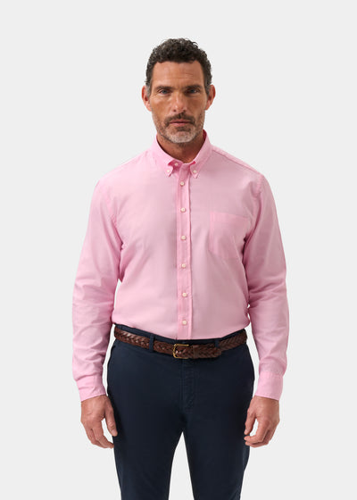 Men's Oxford Cotton Long Sleeve Shirt in Pink