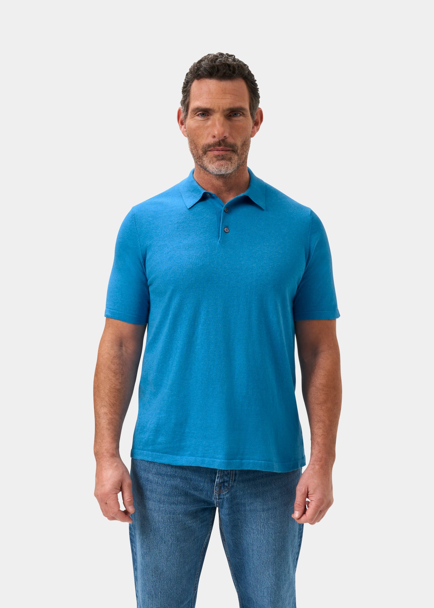 Men's Cotton Polo Shirt in Bright Blue