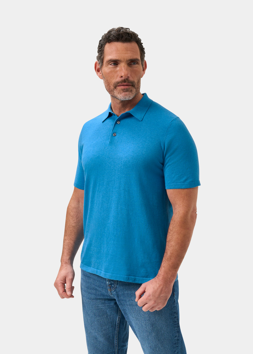 Men's Cotton Polo Shirt in Bright Blue