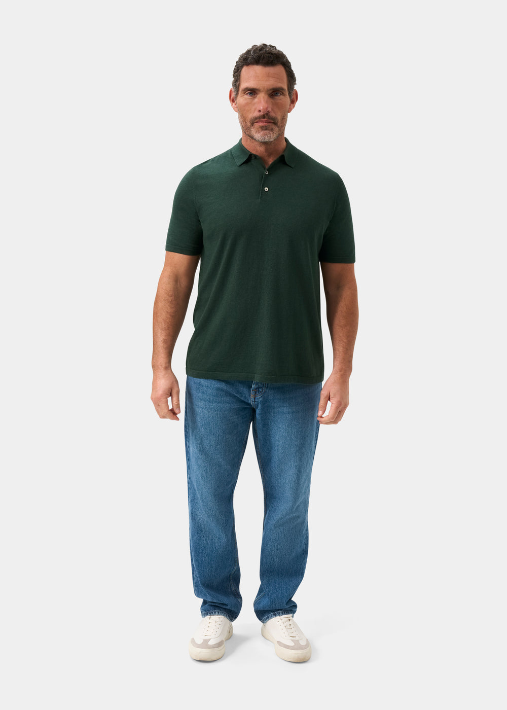 Men's Cotton Polo Shirt in Dark Green