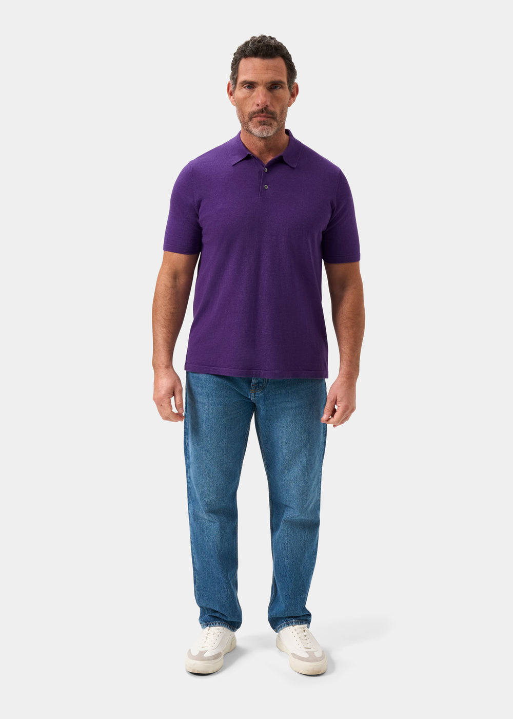 Men's Cotton Polo Shirt in Dark Purple