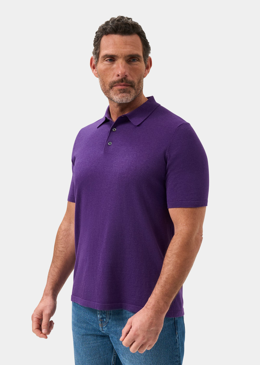 Men's Cotton Polo Shirt in Dark Purple