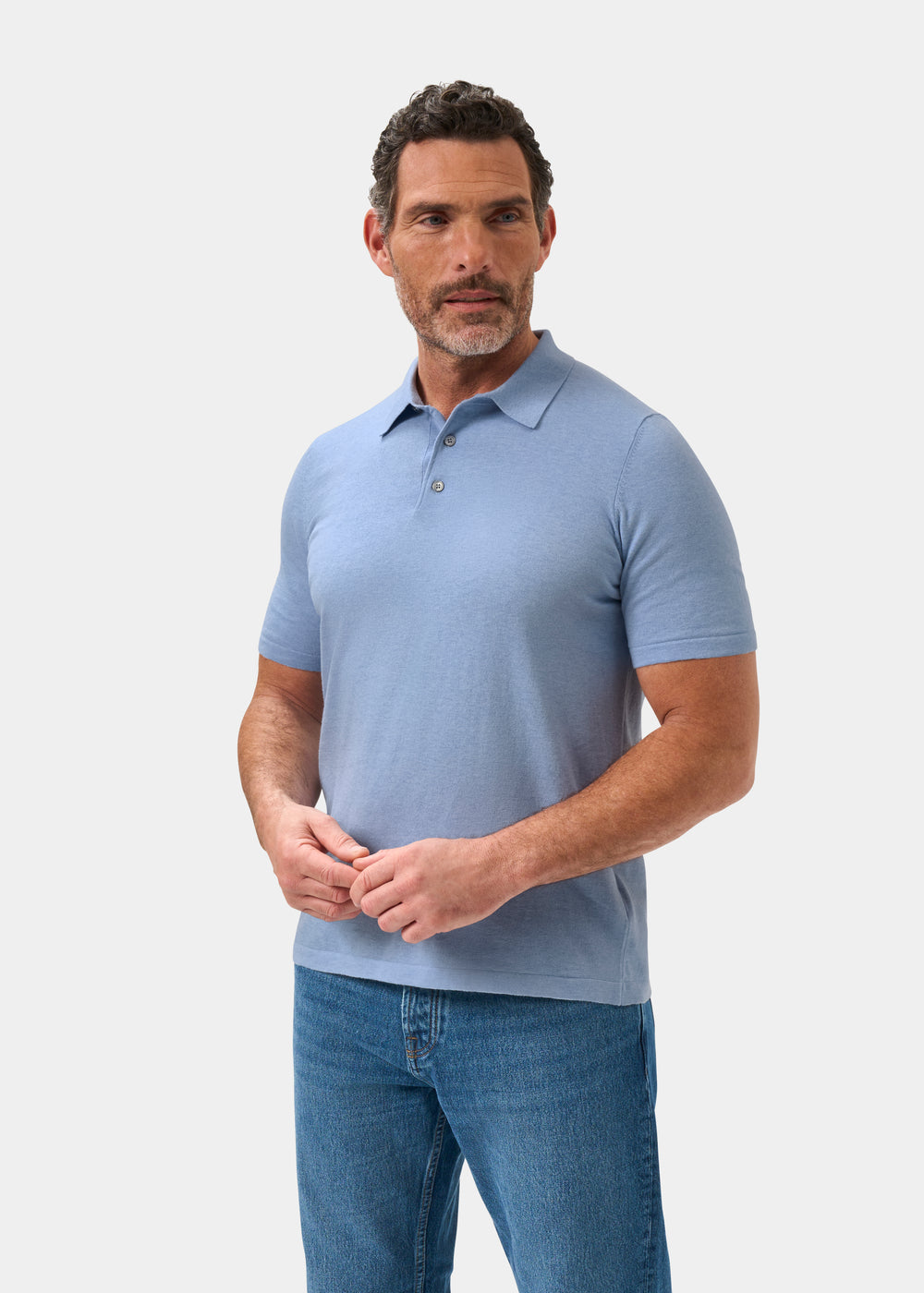 Men's Cotton Polo Shirt in Light Blue