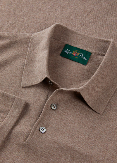 Men's Cotton Polo Shirt in Light Brown
