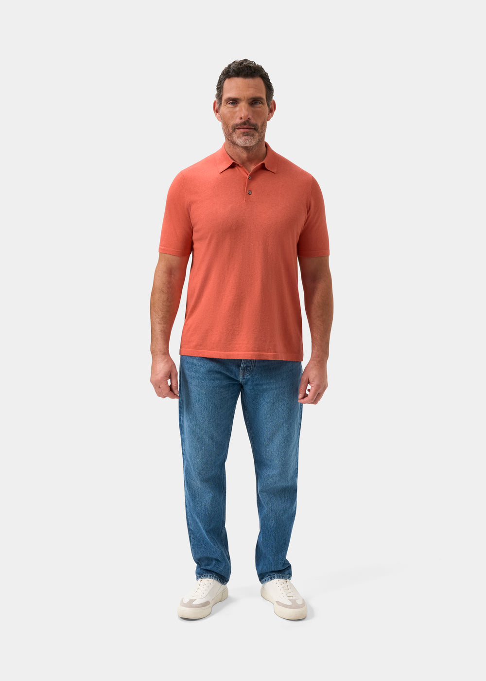 Men's Cotton Polo Shirt in Melba Orange