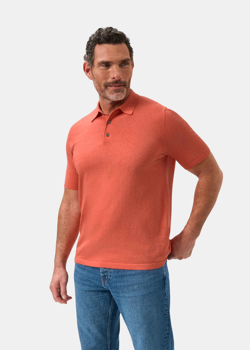 Men's Cotton Polo Shirt in Melba Orange