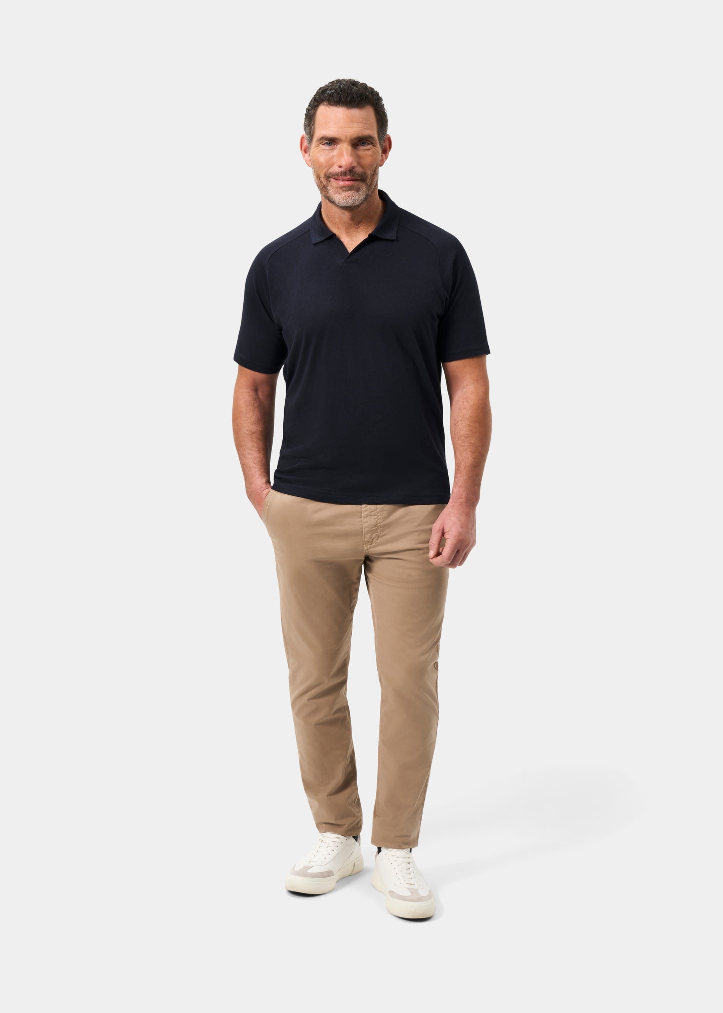 Men's Cotton Open Collar Polo Shirt in Navy