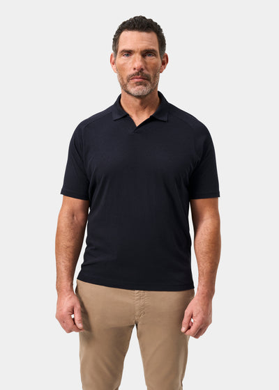 Men's Cotton Open Collar Polo Shirt in Navy