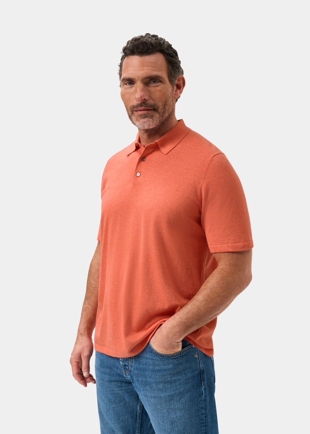 Men's Cotton Polo Shirt in Coral