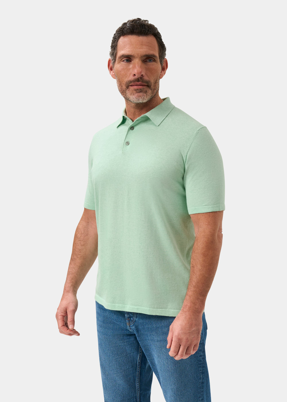 Men's Cotton Polo Shirt in Pale Green
