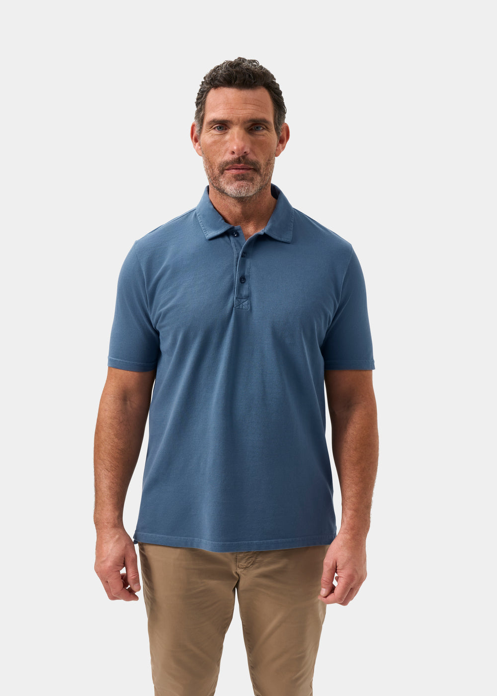 Men's Pique Cotton Polo Shirt in Blue