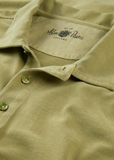 Men's Pique Cotton Polo Shirt in Olive Green