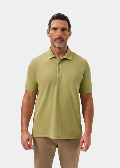 Men's Pique Cotton Polo Shirt in Olive Green