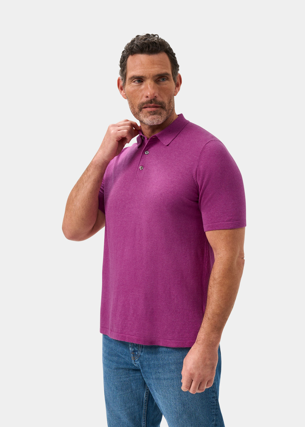 Men's Cotton Polo Shirt in Purple