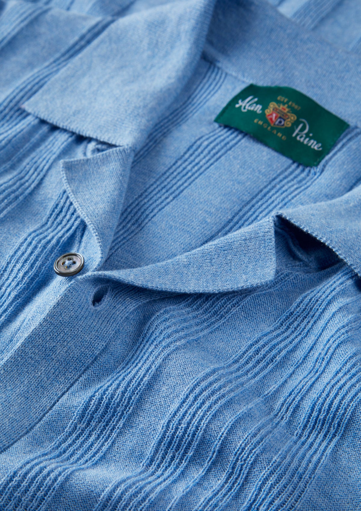 Men's Cotton Revere Collar Shirt in Blue