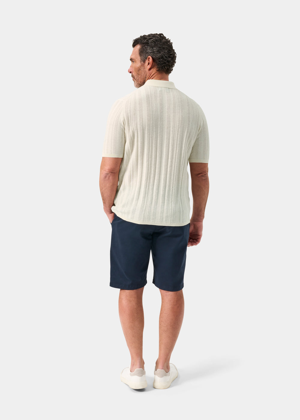 Men's Cotton Revere Collar Shirt in White