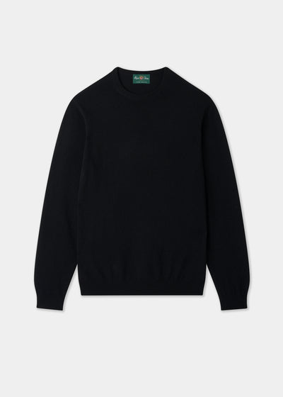 Men's Geelong Wool Crew Neck Jumper in Black