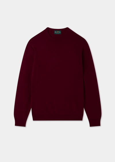 Men's Geelong Wool Crew Neck Jumper in Claret