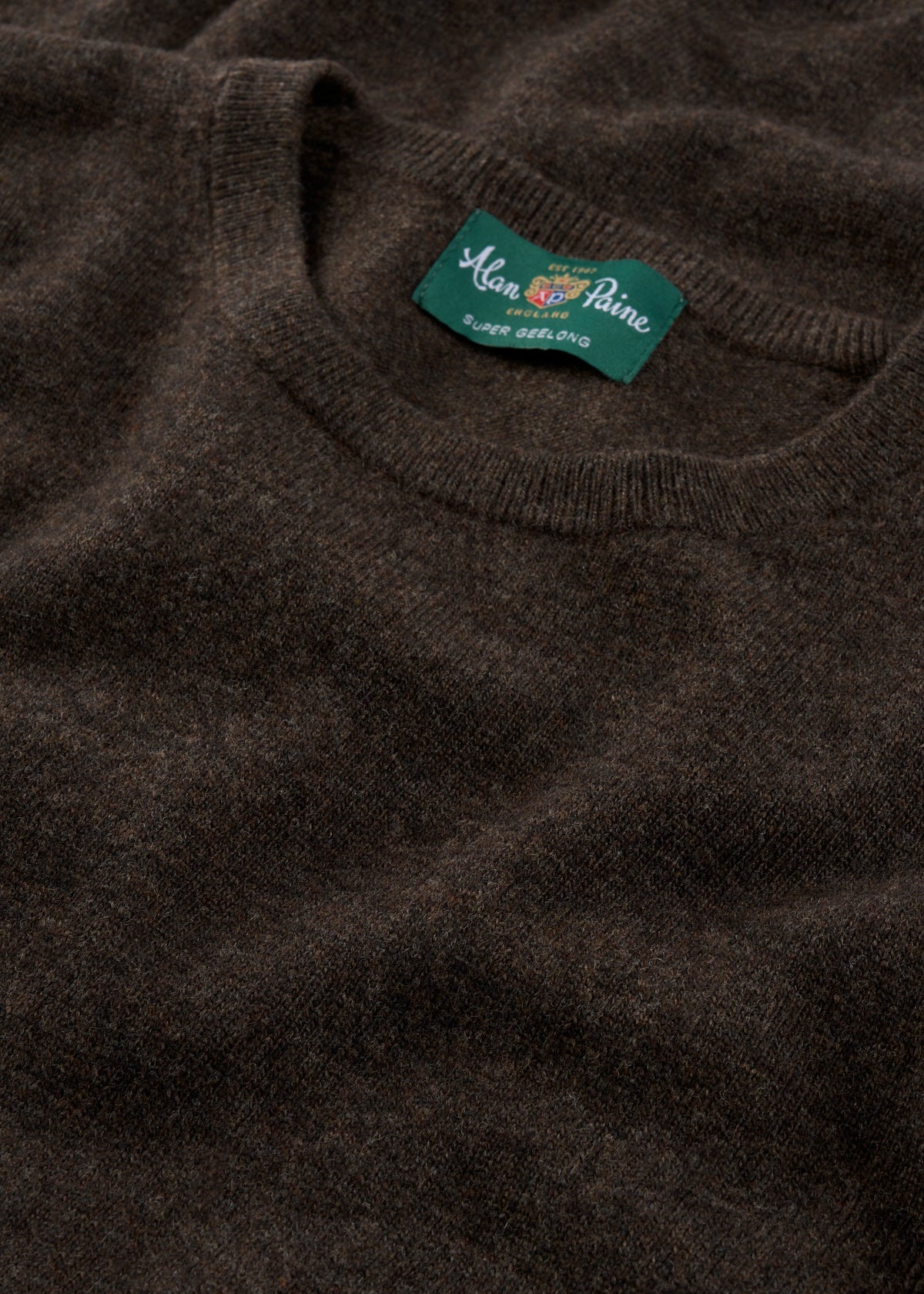Men's Geelong Wool Crew Neck Jumper in Cocoa