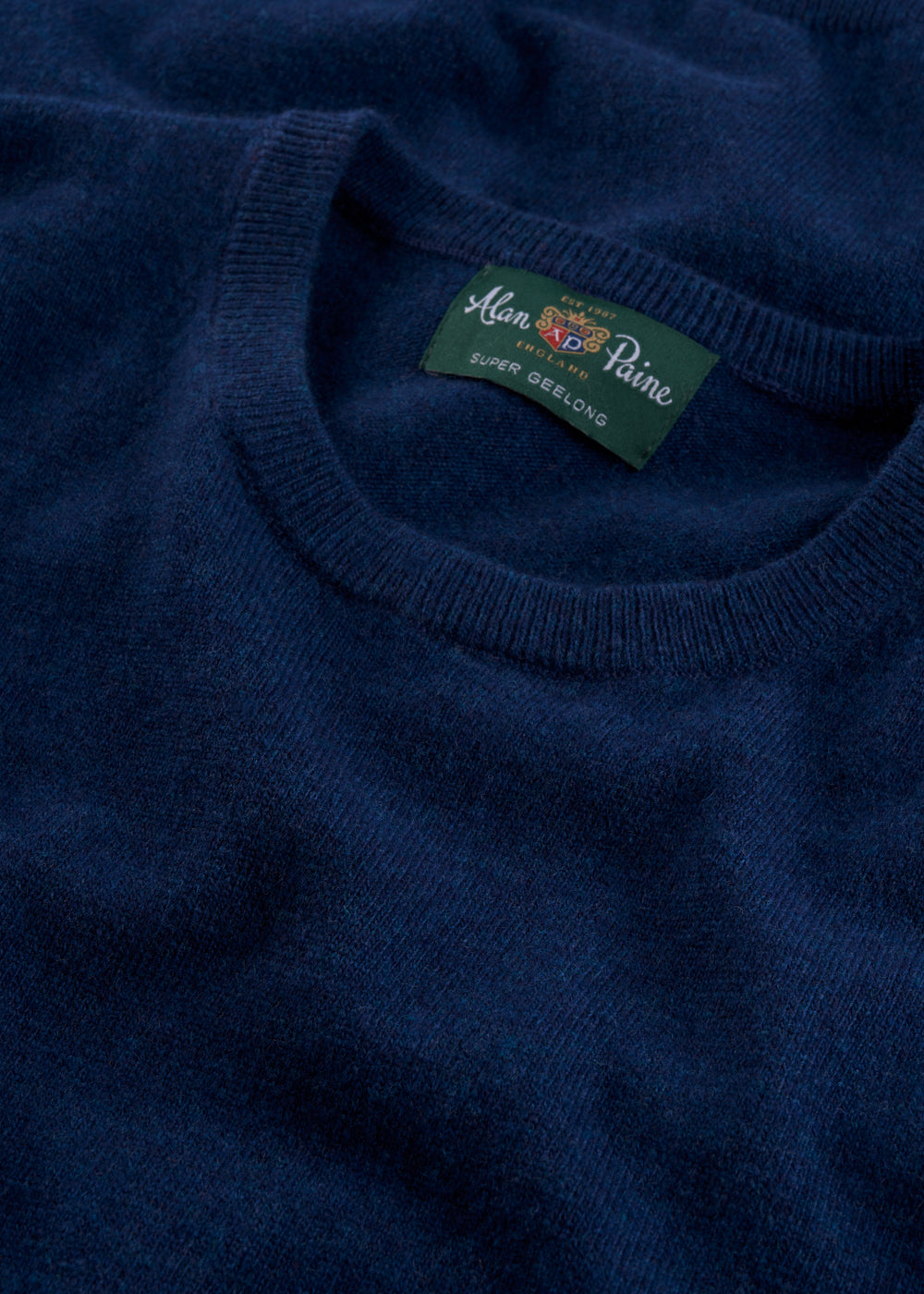 Men's Geelong Wool Crew Neck Jumper in Indigo