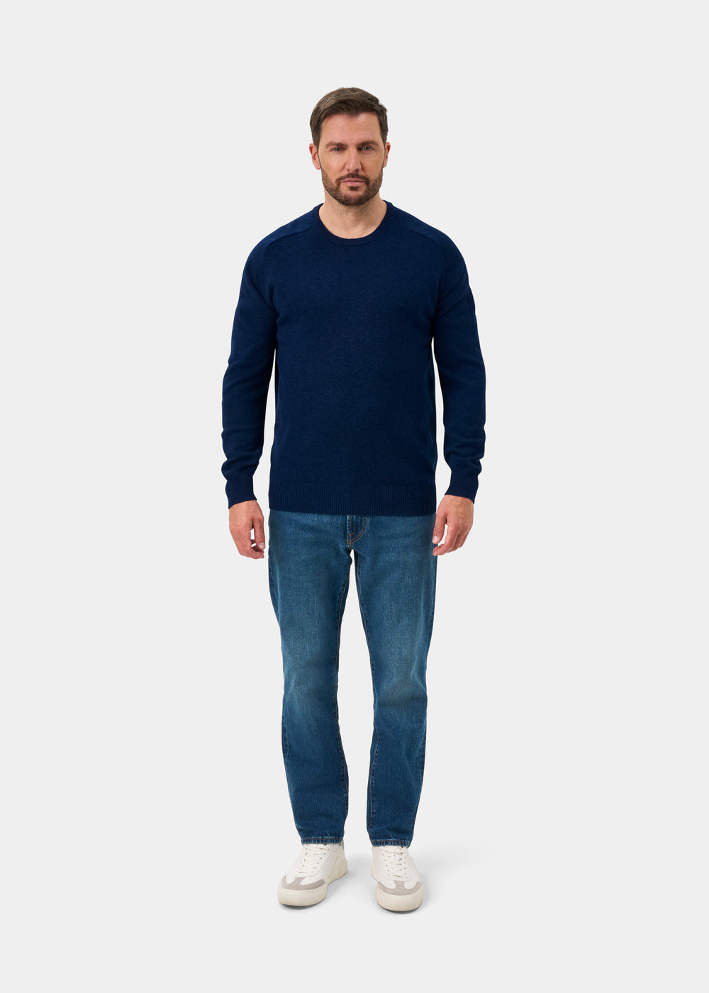 Brisbane Geelong Wool Crew Neck Jumper In Indigo - Regular Fit