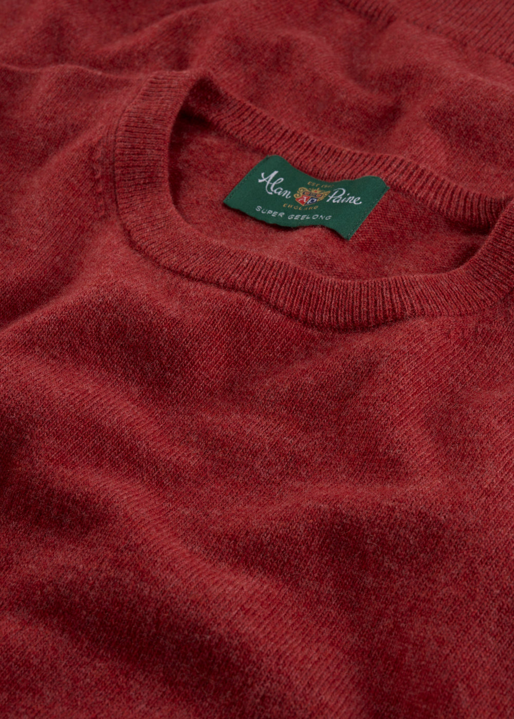 Men's Geelong Wool Crew Neck Jumper in Poppy Melange