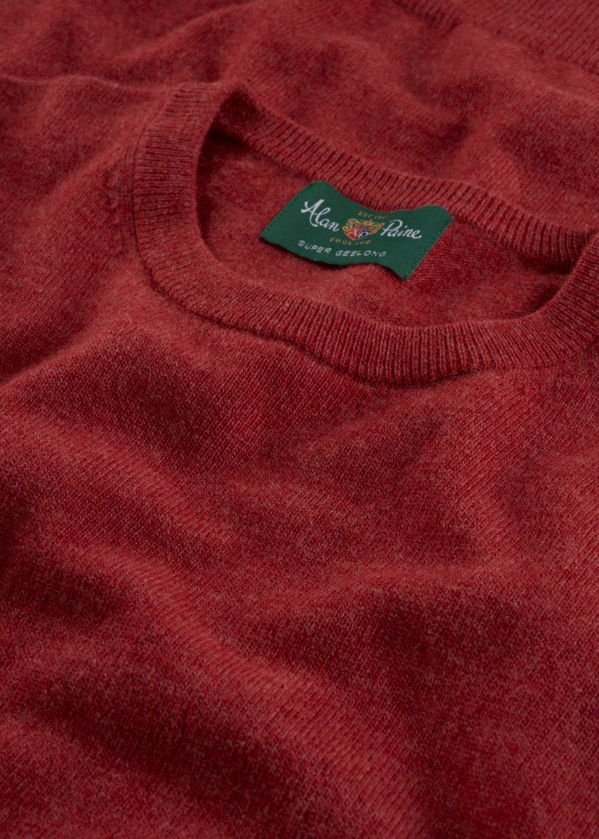 Men's Geelong Wool Crew Neck Jumper in Poppy Melange