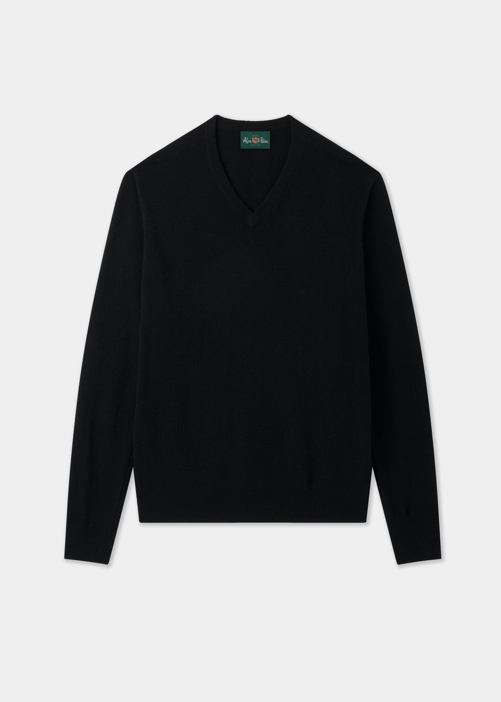Men's Geelong Wool Vee Neck Jumper in Black