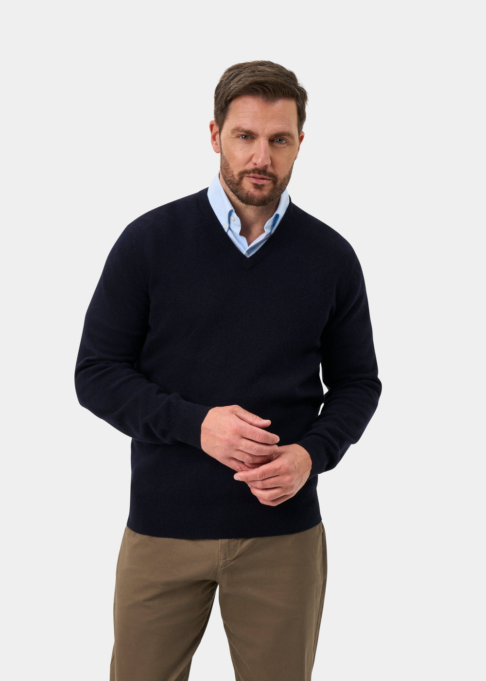 Albury Geelong Wool Jumper in Dark Navy - Regular Fit