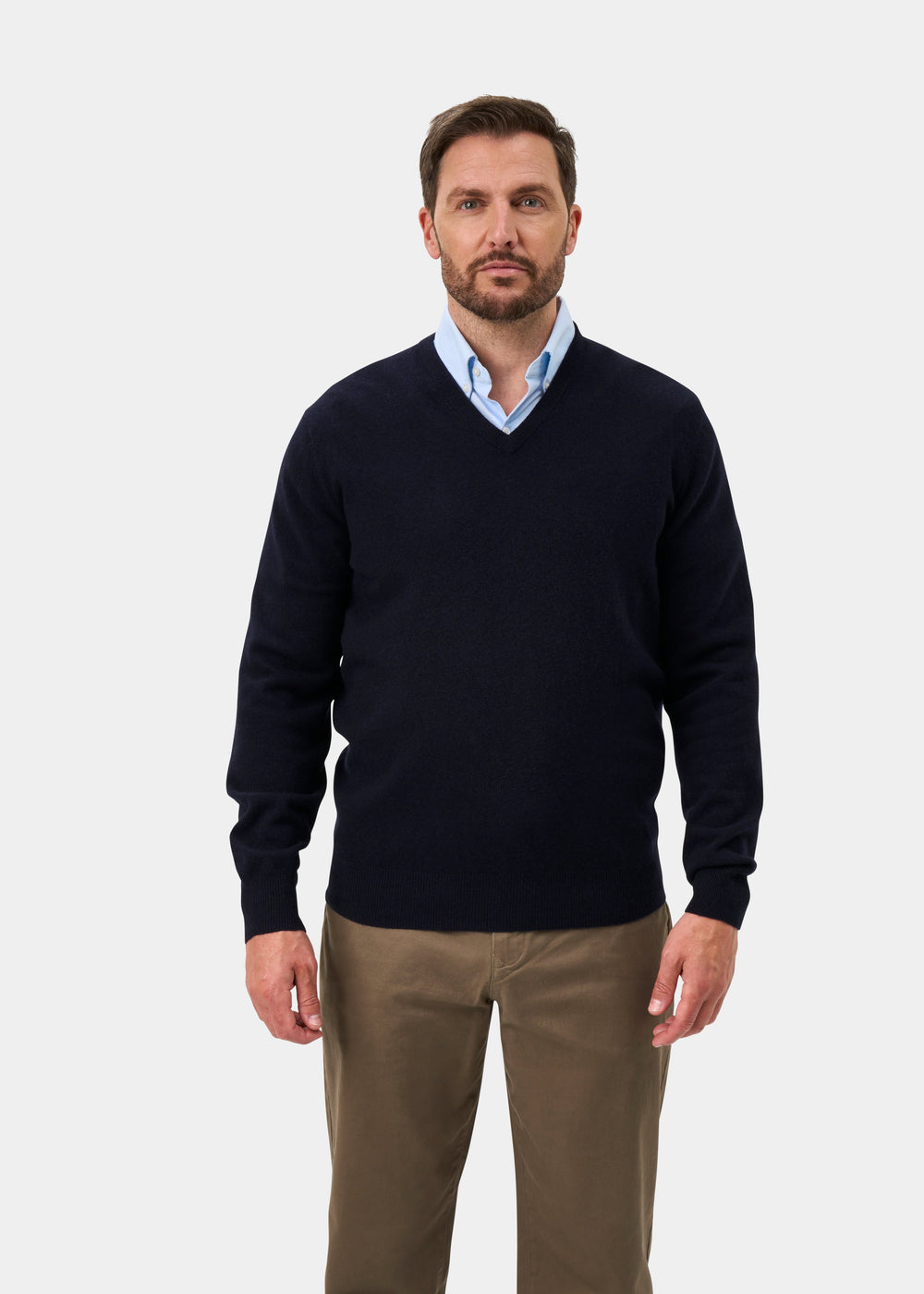 Albury Geelong Wool Jumper in Dark Navy - Regular Fit