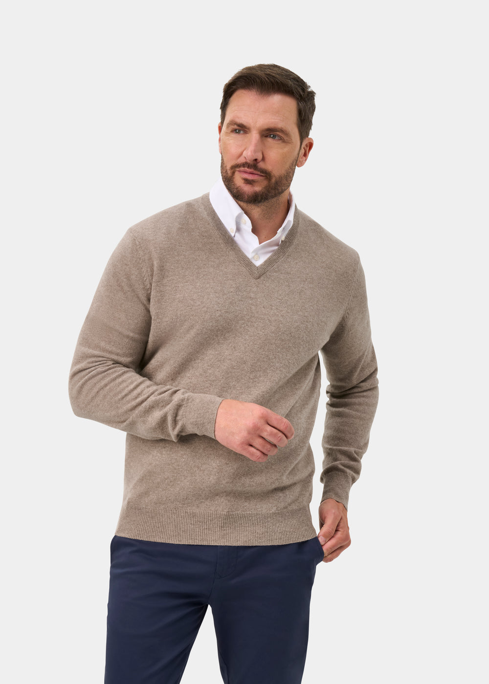 Albury Geelong Wool Jumper in Mushroom - Regular Fit