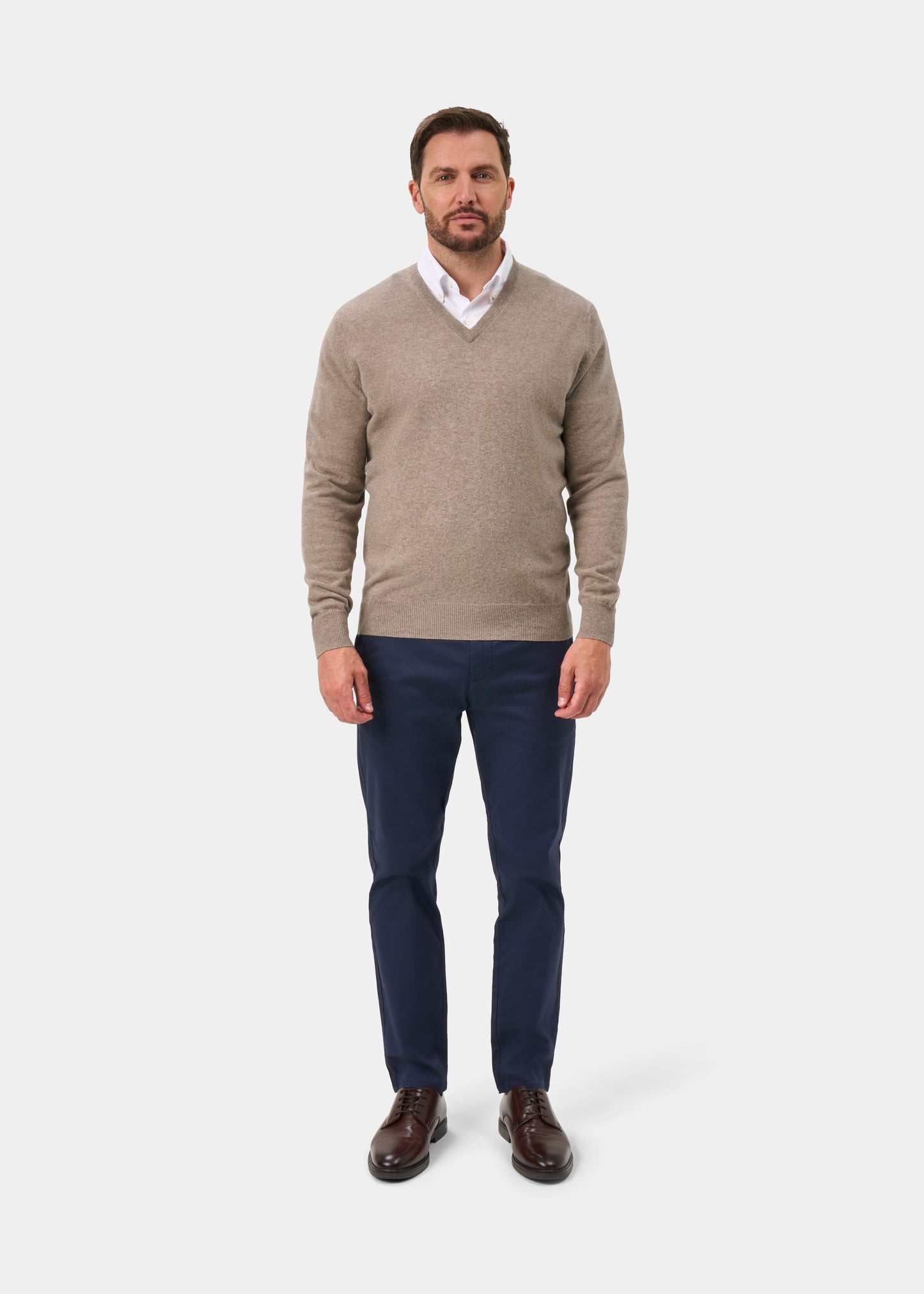 Albury Geelong Wool Jumper in Mushroom - Regular Fit