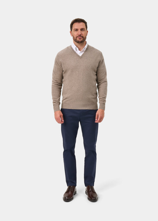 Albury Geelong Wool Jumper in Mushroom - Regular Fit